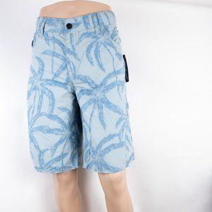 True Religion Ricky Board Short Slate Blue Palm Design Men's Nylon